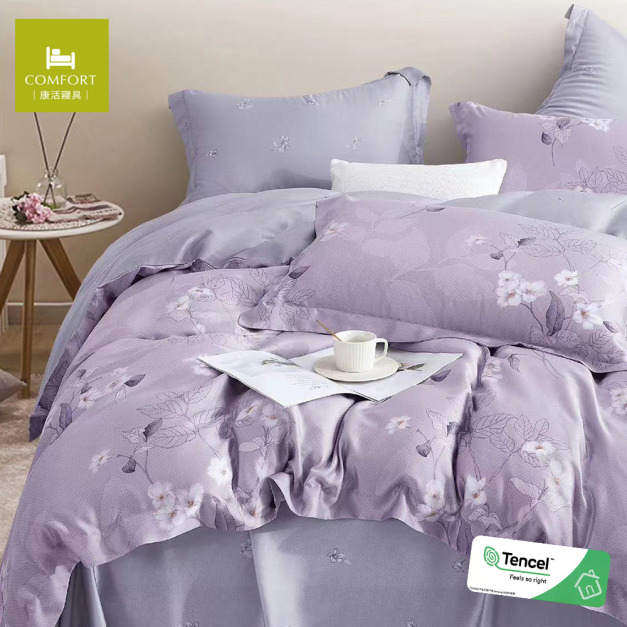 100% TENCEL天絲™萊賽爾40s四件式兩用被床包組-浣花|雙人加大 100% TENCEL天絲™萊賽爾40s四件式兩用被床包組-浣花|雙人加大