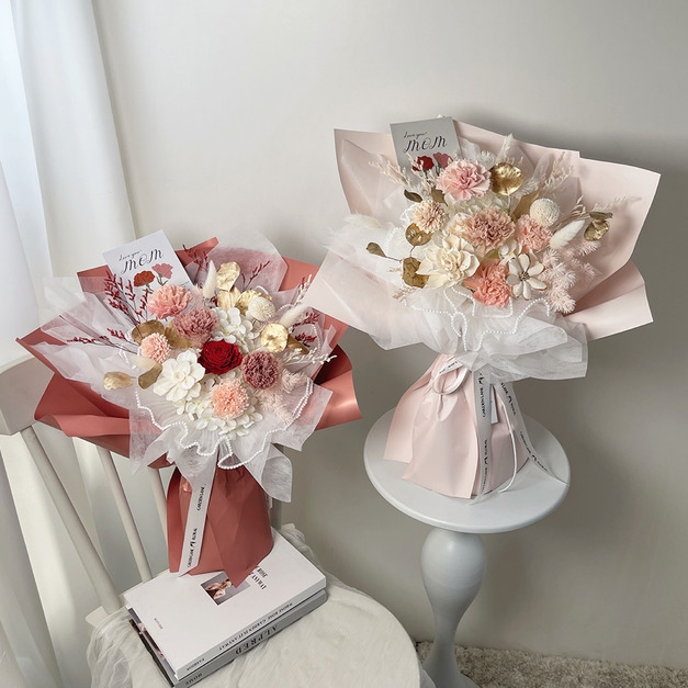 慢時芳華・康乃馨花束 (L)|永生花束