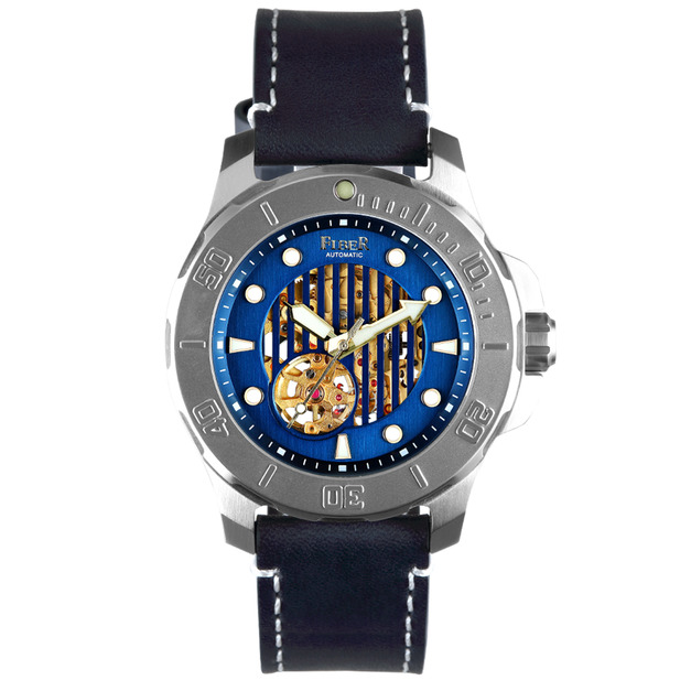 FIBER|海洋潛將系列|機械潛水錶 直紋鏤空藍 FIBER|海洋潛將系列|機械潛水錶 直紋鏤空藍