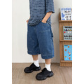 第一道車線牛仔畫家短褲 /二色 第一道車線牛仔畫家短褲 /二色