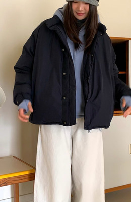 暖!高校立領落肩鴨絨外套 /二色 暖!高校立領落肩鴨絨外套 /二色