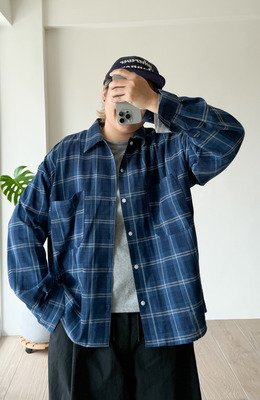 100%完美深淺BLUE格子襯衫 /二色 100%完美深淺BLUE格子襯衫 /二色