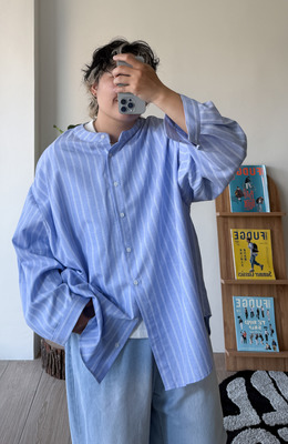 小立領直線條襯衫 /三色 小立領直線條襯衫 /三色