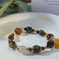 設計款 女款 紅膠花 茶晶 銀曜石 虎眼石 設計手鍊_2 設計款 女款 紅膠花 茶晶 銀曜石 虎眼石 設計手鍊_2