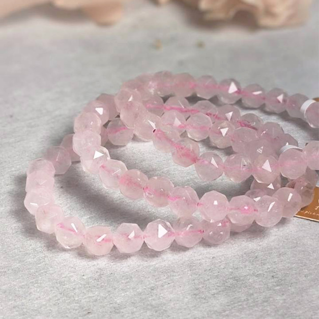 天然水晶 粉晶 鑽切 8mm 無染色 水晶手鍊 單圈 台中水晶 水晶批發 天然水晶 粉晶 鑽切 8mm 無染色 水晶手鍊 單圈 台中水晶 水晶批發