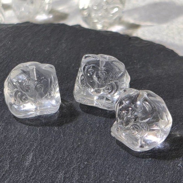 天然水晶 白水晶 通孔 醒獅頭 10mm/顆 天然水晶 白水晶 通孔 醒獅頭 10mm/顆