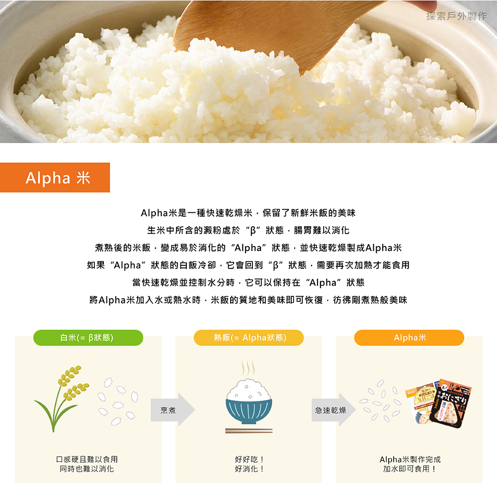 Onisi尾西 即食飯-三角飯糰 乾燥飯 防災食品 沖泡式 戶外露營即食脫水飯 日本製造