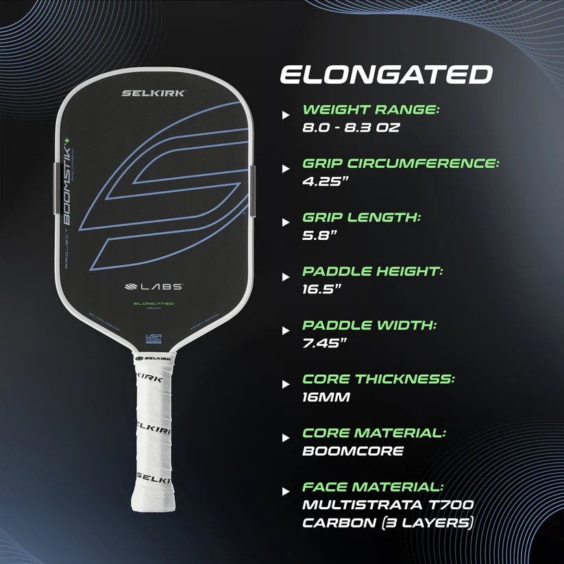 Selkirk LABs Boomstik Raw Carbon Asia Version SUMMIT 加長柄球拍(Elongated Paddle) 高控制 + 高旋轉力 有限半年保固