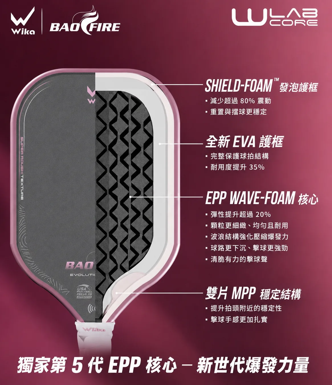 Wika Bao Fire 2 中階玩家匹克球拍