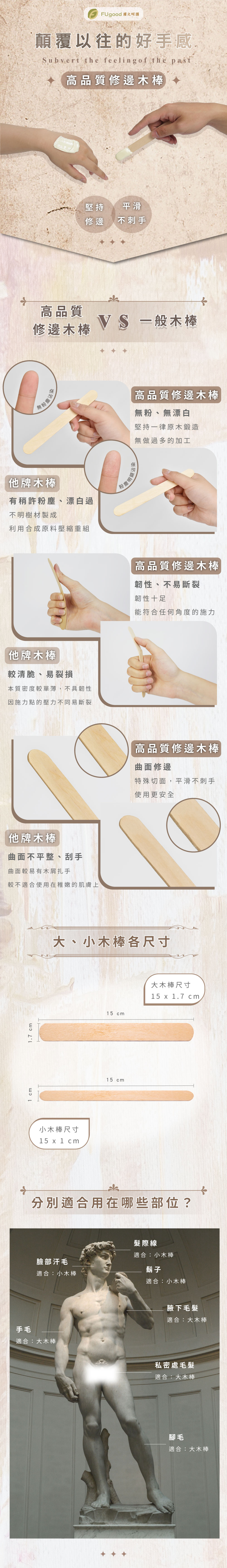 熱蠟除毛專用修邊木棒