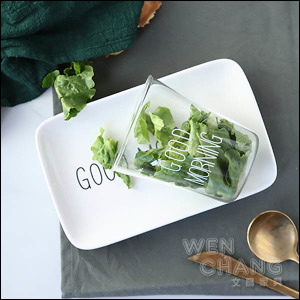 GOOD MORNING 字母 早安 餐具 錐形碗 Z079-D / 長方盤 Z079-E GOOD MORNING 字母 早安 餐具 錐形碗 Z079-D / 長方盤 Z079-E