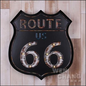 LOFT 美式 鄉村 工業風 復古 66 ROUTE 第66號 公路66 LED壁掛 掛飾 Z004 LOFT 美式 鄉村 工業風 復古 66 ROUTE 第66號 公路66 LED壁掛 掛飾 Z004