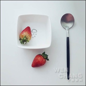 文青手繪風小正方碗 水果盤 可微波 Z136-B 文青手繪風小正方碗 水果盤 可微波 Z136-B