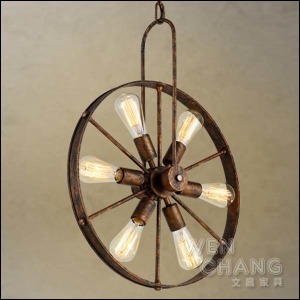 LOFT 復古工業風 馬車車輪造型吊燈燈 金屬材質 6燈 LC-102 LOFT 復古工業風 馬車車輪造型吊燈燈 金屬材質 6燈 LC-102