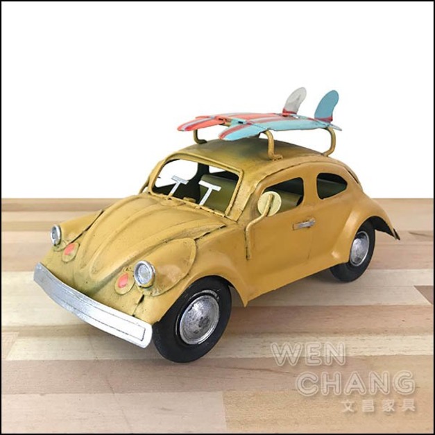 美式復古手工車 復刻 鄉村 金龜車載衝浪板模型 Z101-Y