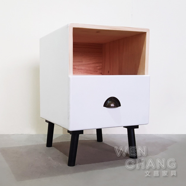 訂製品 鄉村風 極簡風 雲衫實木白色床頭櫃 CUA020