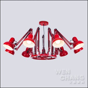 LOFT工業風 蜘蛛燈 9頭 吊燈 吸頂燈 紅色 LC105 LOFT工業風 蜘蛛燈 9頭 吊燈 吸頂燈 紅色 LC105