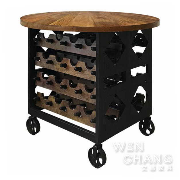 LOFT 復古 實木 酒架桌 TB046 紅酒收納桌 紅酒架 吧台桌 吧桌 吧檯桌 中島桌 圓桌