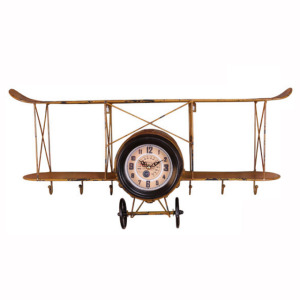 美式工業風 鄉村風 復古飛機造型層架時鐘 復古做舊 Z045 美式工業風 鄉村風 復古飛機造型層架時鐘 復古做舊 Z045