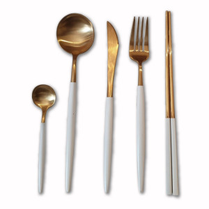 葡萄牙 餐具 304不鏽鋼 金色  叉子+湯匙+餐刀+筷子+咖啡匙 五件組 Z083 葡萄牙 餐具 304不鏽鋼 金色  叉子+湯匙+餐刀+筷子+咖啡匙 五件組 Z083