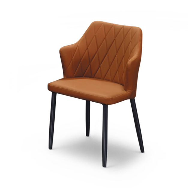 艾勒娜餐椅 Elena CHR079|菱格皮革餐椅|短扶手舒適設計|金屬腳餐椅 艾勒娜餐椅 Elena CHR079|菱格皮革餐椅|短扶手舒適設計|金屬腳餐椅