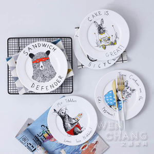 北歐風動物卡通塗鴉餐盤 西餐盤 六種造型 Z082 北歐風動物卡通塗鴉餐盤 西餐盤 六種造型 Z082