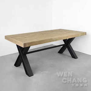 LOFT 法式工業 仿古拼花鐵藝 工作桌 餐桌 200CM 交叉桌 TB007 訂製品 LOFT 法式工業 仿古拼花鐵藝 工作桌 餐桌 200CM 交叉桌 TB007 訂製品
