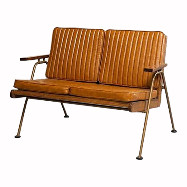 勞倫斯復古沙發 設計師推薦款 條紋皮格沙發 咖啡廳小沙發雙人 SO034-2