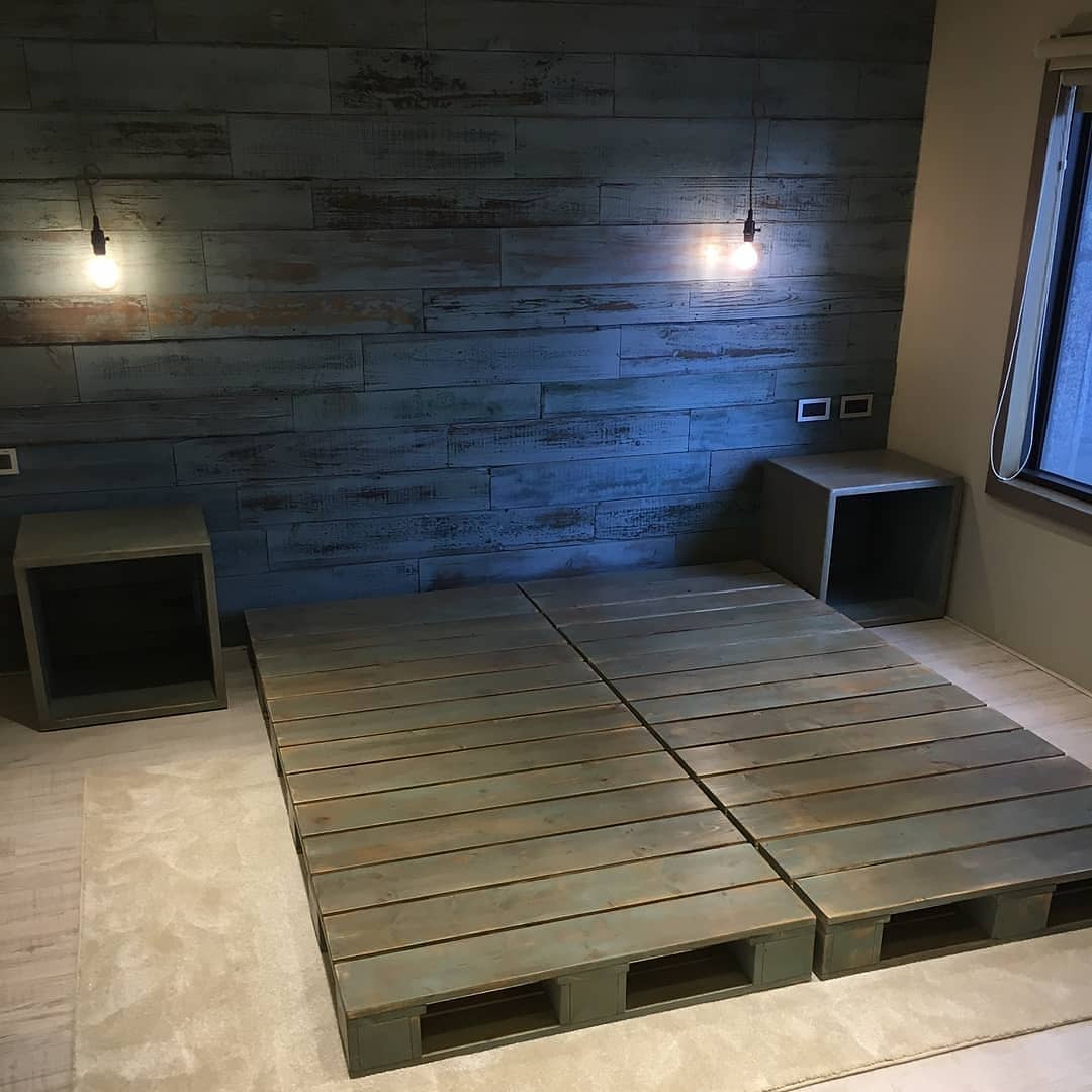 重工業風做舊色棧板床架