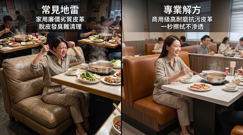 火鍋店餐桌與沙發座高不符地雷:吃鍋聳肩手臂懸空極疲累,對比人體工學精準客製卡座座高自然放鬆