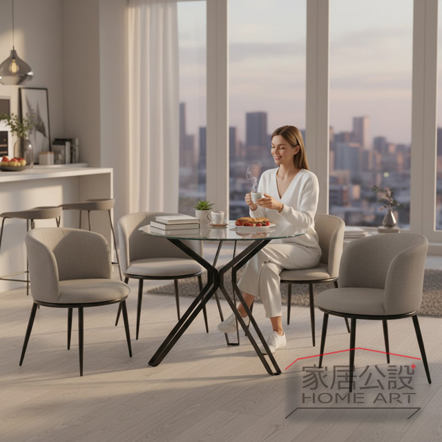 3尺圓桌可搭配4張餐椅