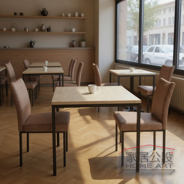 全台小吃店愛用平價餐椅實景,黑漆穩固鐵腳設計,適合高翻桌率商業空間