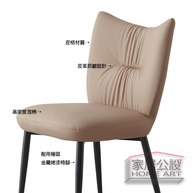 CHR118材質說明:高密度防塌泡棉、精緻皮革抓皺與工業級防鏽鐵腳細節