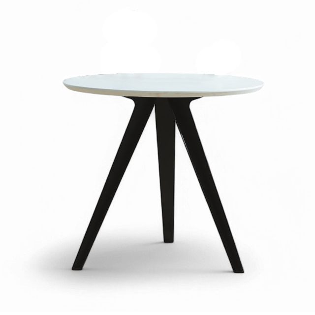 80公分圓桌|北歐風 三腳 餐桌 TBB048|白色桌面 × 黑腳設計