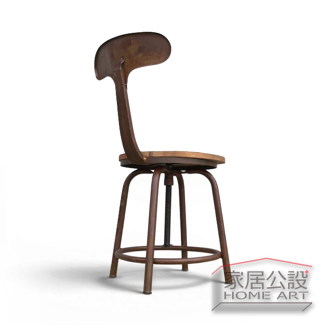 特倫斯 Terence 工業風升降吧台椅最低 45.5cm 座高外觀,美式復古芒果木實木餐椅