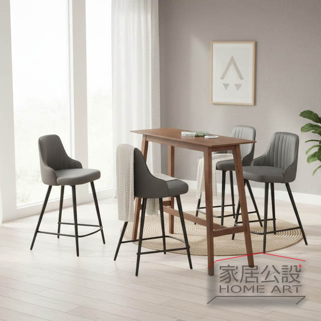 居家空間 小宅空間推薦,灰色金屬腳貓抓皮高吧椅