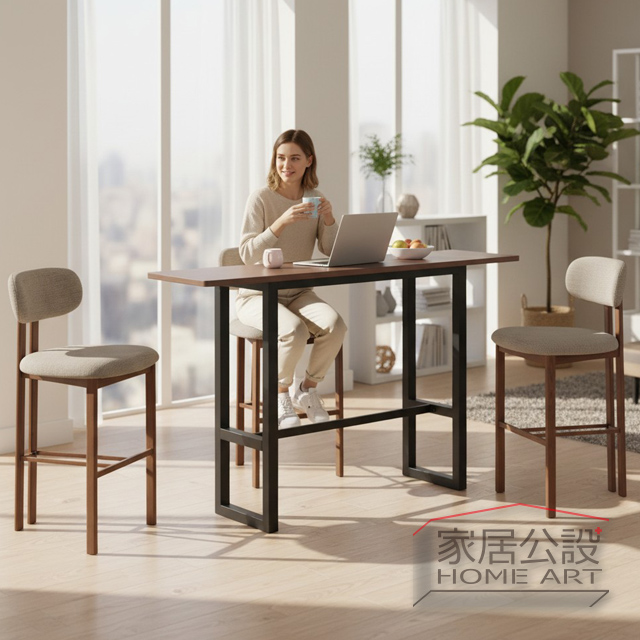 莫里高吧檯椅胡桃木色,76.5cm 坐高,適配咖啡廳商空高腳桌