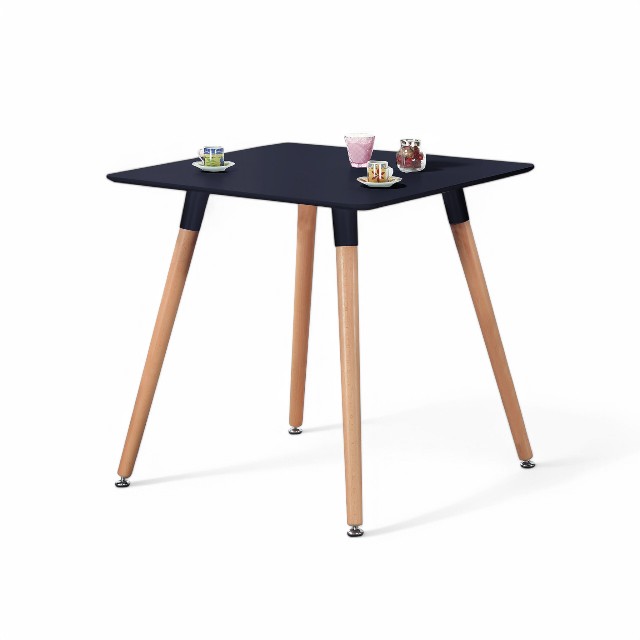 北歐風 史密斯 休閒桌 洽談桌 80方桌 實木腳與黑色桌面混搭 TBB040