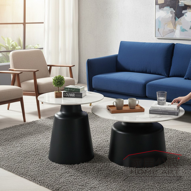 白色岩板桌面 任何顏色沙發都好搭配