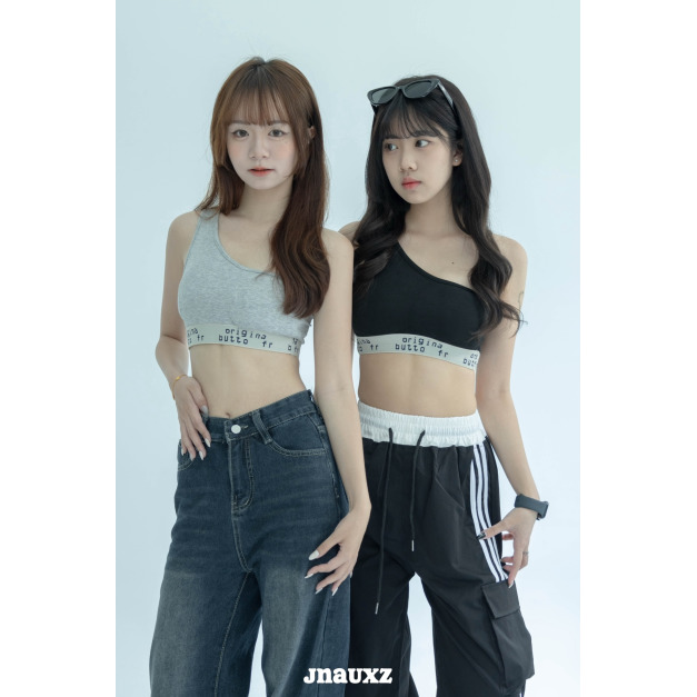 【jnauxz】純欲sweetie 美式印花斜肩抹胸吊帶 (兩色) 【jnauxz】純欲sweetie 美式印花斜肩抹胸吊帶 (兩色)