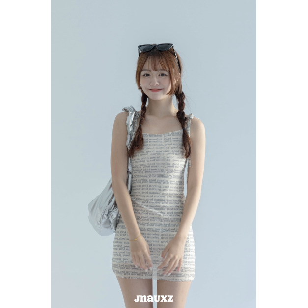 【jnauxz】good moring 滿版字母印花吊帶連身裙 【jnauxz】good moring 滿版字母印花吊帶連身裙