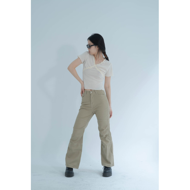 【jnauxz】現貨S!! 售完不補 銅色港灣 復古卡其牛仔工裝微喇叭褲 【jnauxz】現貨S!! 售完不補 銅色港灣 復古卡其牛仔工裝微喇叭褲