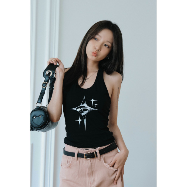 【jnauxz】不撞衫! 繞脖小眾印花顯瘦背心 (兩色) 【jnauxz】不撞衫! 繞脖小眾印花顯瘦背心 (兩色)