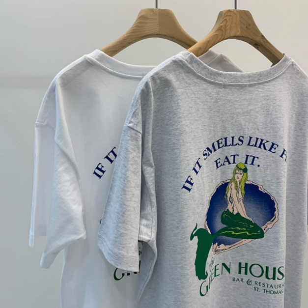 (設計師款)美人魚Tshirt - 米白、花灰