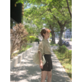 (本期推薦)秋意濃條紋捲袖襯衫 - 深米_1 (本期推薦)秋意濃條紋捲袖襯衫 - 深米_1