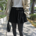 (設計師款)(50%羊毛)瘦瘦腿花苞短褲 - 黑、深灰 (設計師款)(50%羊毛)瘦瘦腿花苞短褲 - 黑、深灰