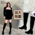 (37-42)加大筒圍黑色粗跟顯瘦膝上靴長靴【SH56500】 (37-42)加大筒圍黑色粗跟顯瘦膝上靴長靴【SH56500】