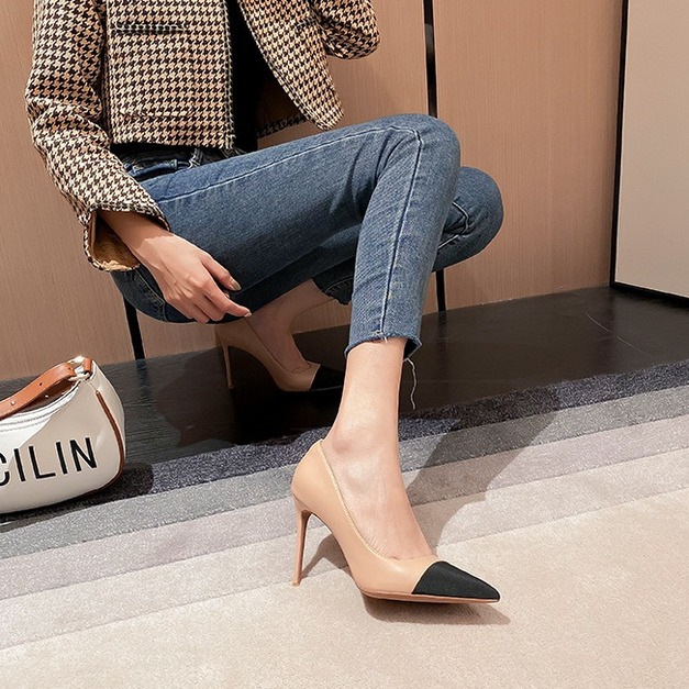 氣質千鳥格裸色尖頭細跟高跟鞋【S4279】MINANA 氣質千鳥格裸色尖頭細跟高跟鞋【S4279】MINANA
