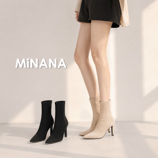 秋冬黑色絨面顯瘦尖頭短靴【S4280】MINANA 秋冬黑色絨面顯瘦尖頭短靴【S4280】MINANA