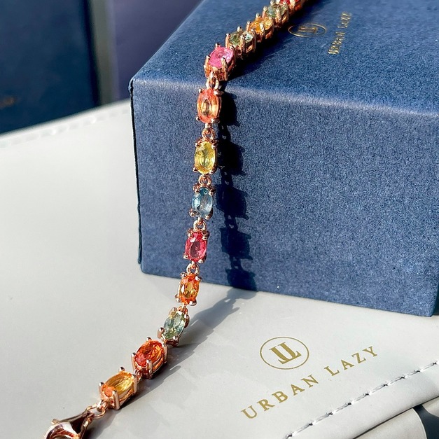 天然彩色藍寶石手鍊 天然彩色藍寶石手鍊